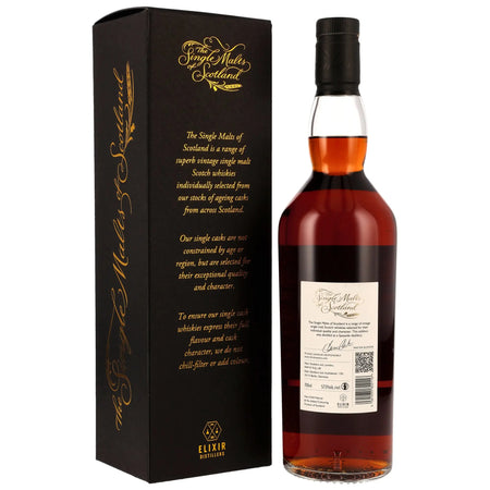 Rückseite der Whiskyflasche A Speyside Distillery 15 Jahre 2009/2025 mit Verpackung