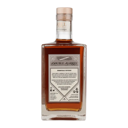 Rückseite Double Barrel Bowmore und Blair Athol 10 Jahre Blended Malt Whisky