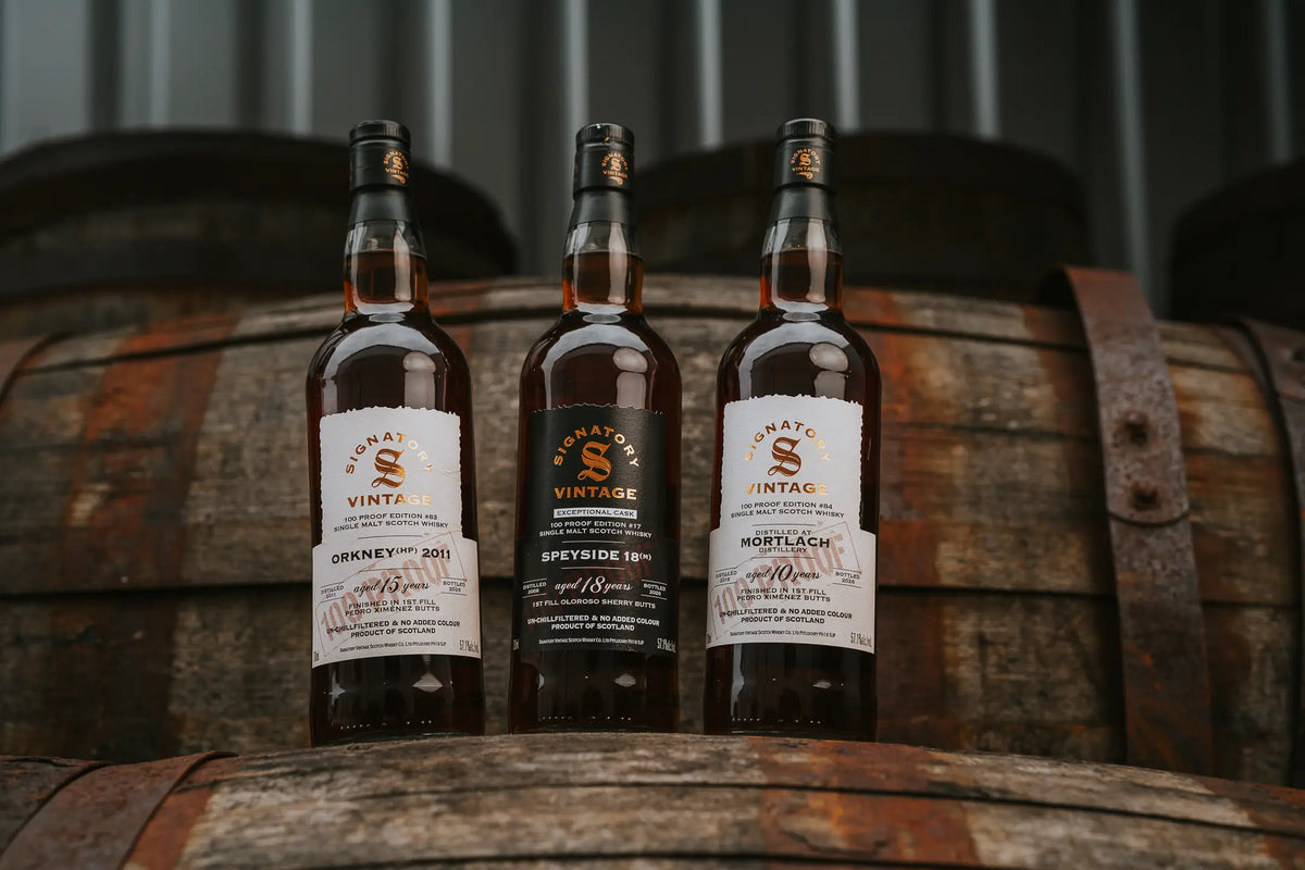Drei Signatory Vintage 100 Proof Whiskys
