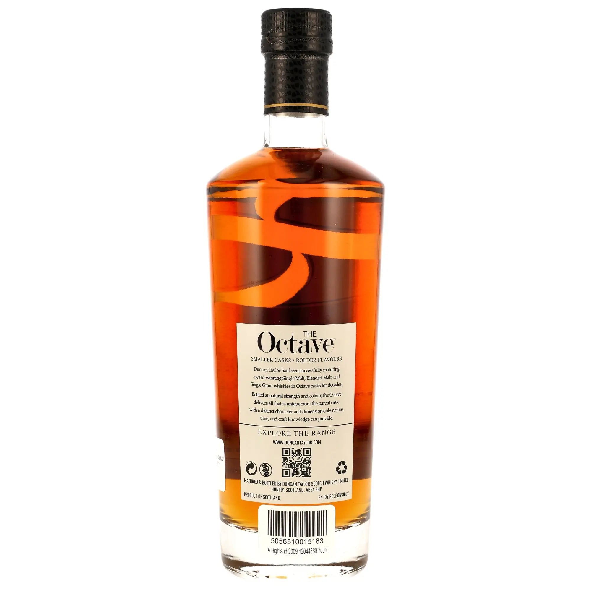 Rückseite der Single Malt Whiskyflasche A Highland Distillery Octave 16 Jahre 2009/2025