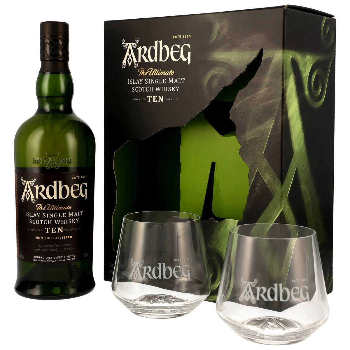 Ardbeg TEN 10 Jahre Geschenkset mit zwei Gläsern