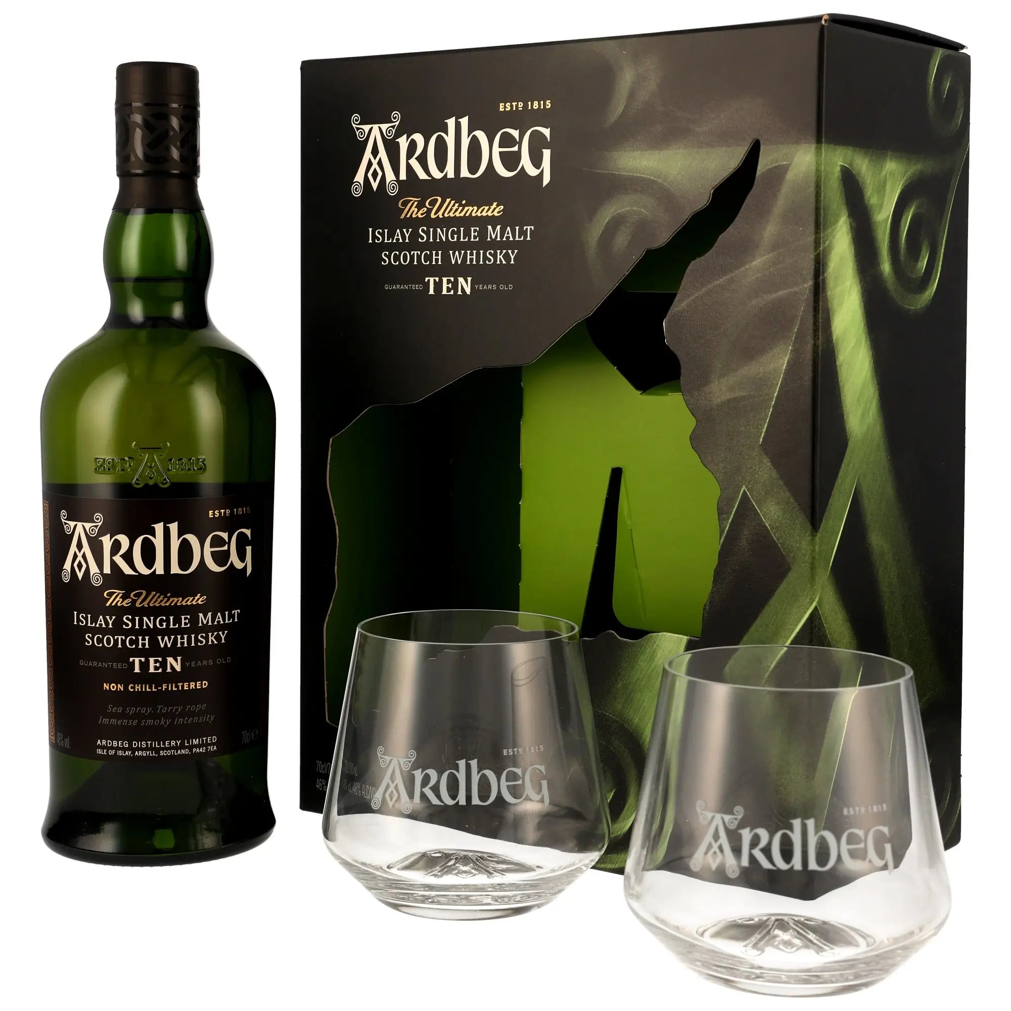 Ardbeg TEN 10 Jahre Geschenkset mit zwei Gläsern