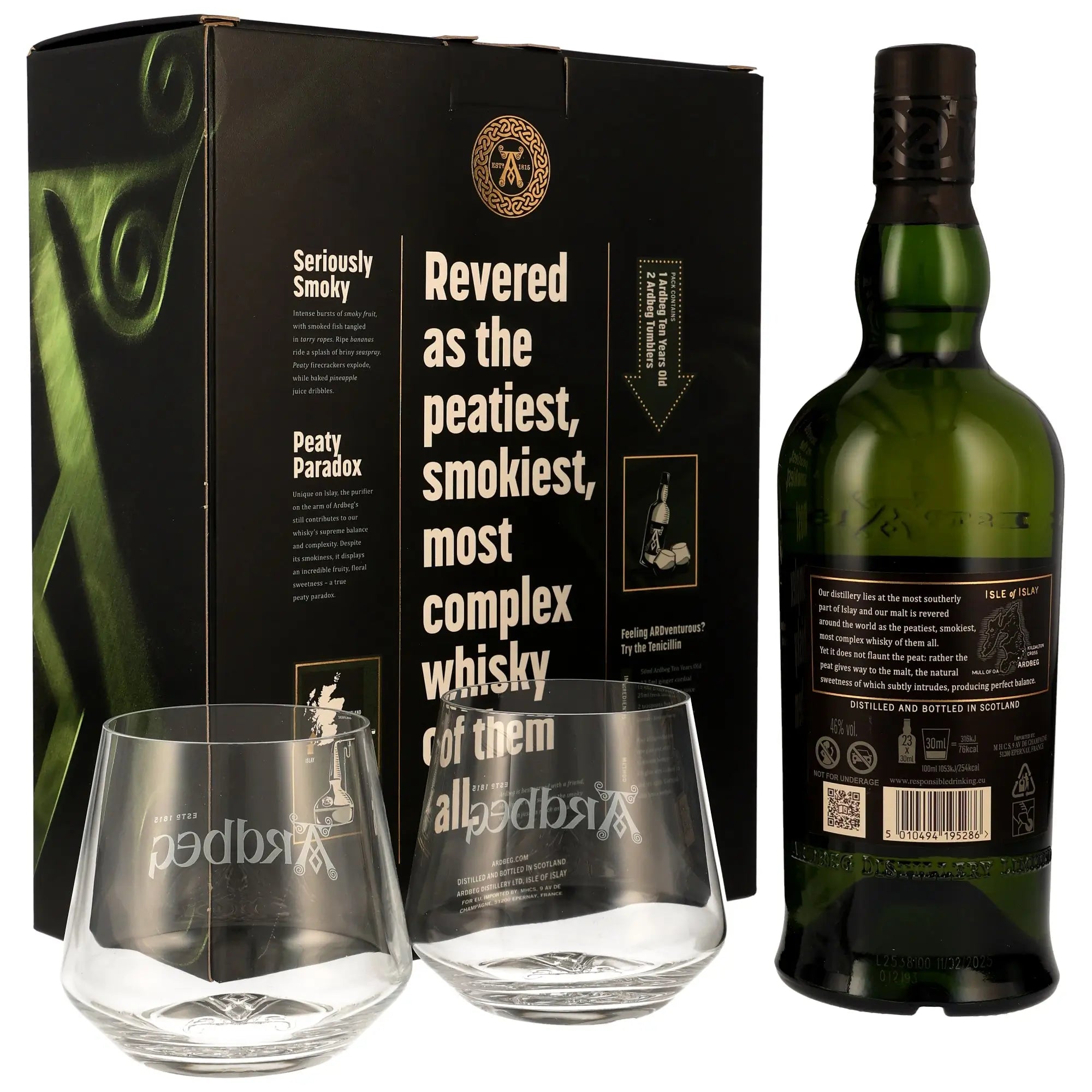 Ardbeg TEN 10 Jahre Geschenkset mit zwei Gläsern