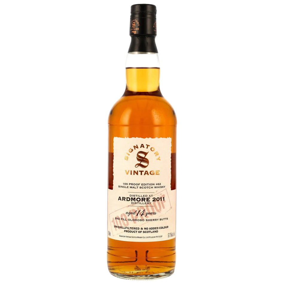 Vorderseite Ardmore 100 Proof Edition #62 14 Jahre 2011/2025 Islay Whiskyflasche