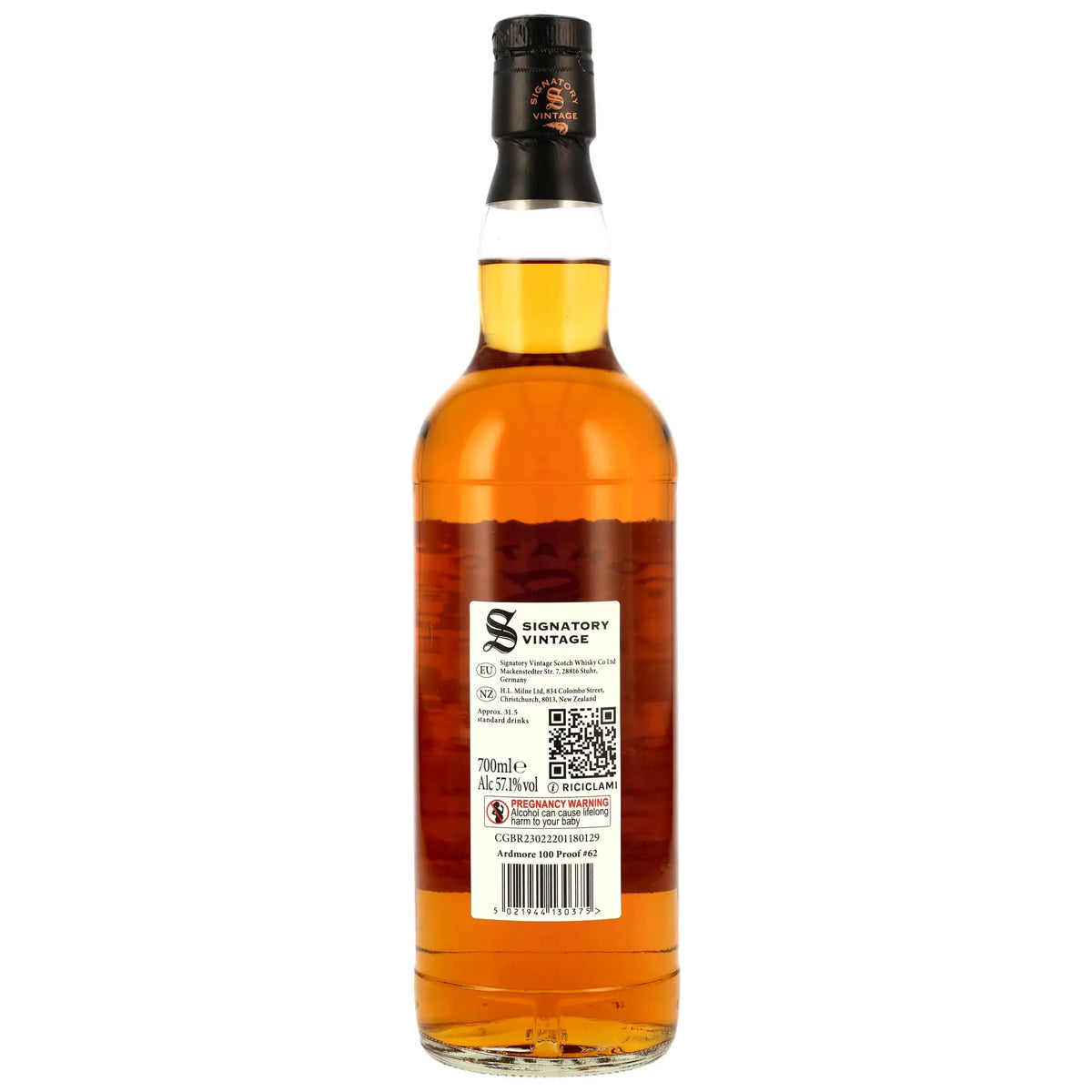 Rückseite Ardmore 100 Proof Edition #62 14 Jahre 2011/2025 Islay Whiskyflasche
