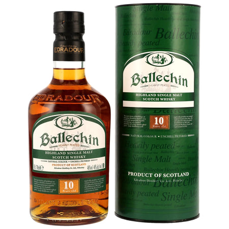 Vorderseite Ballechin Single Malt Whisky mit grüner Verpackung