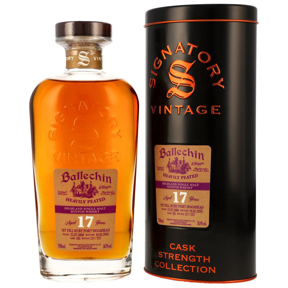 Ballechin Cask Strength Ruby Port Hogshead 17 Jahre 2008/2026 Whisky von Signatory Vintage