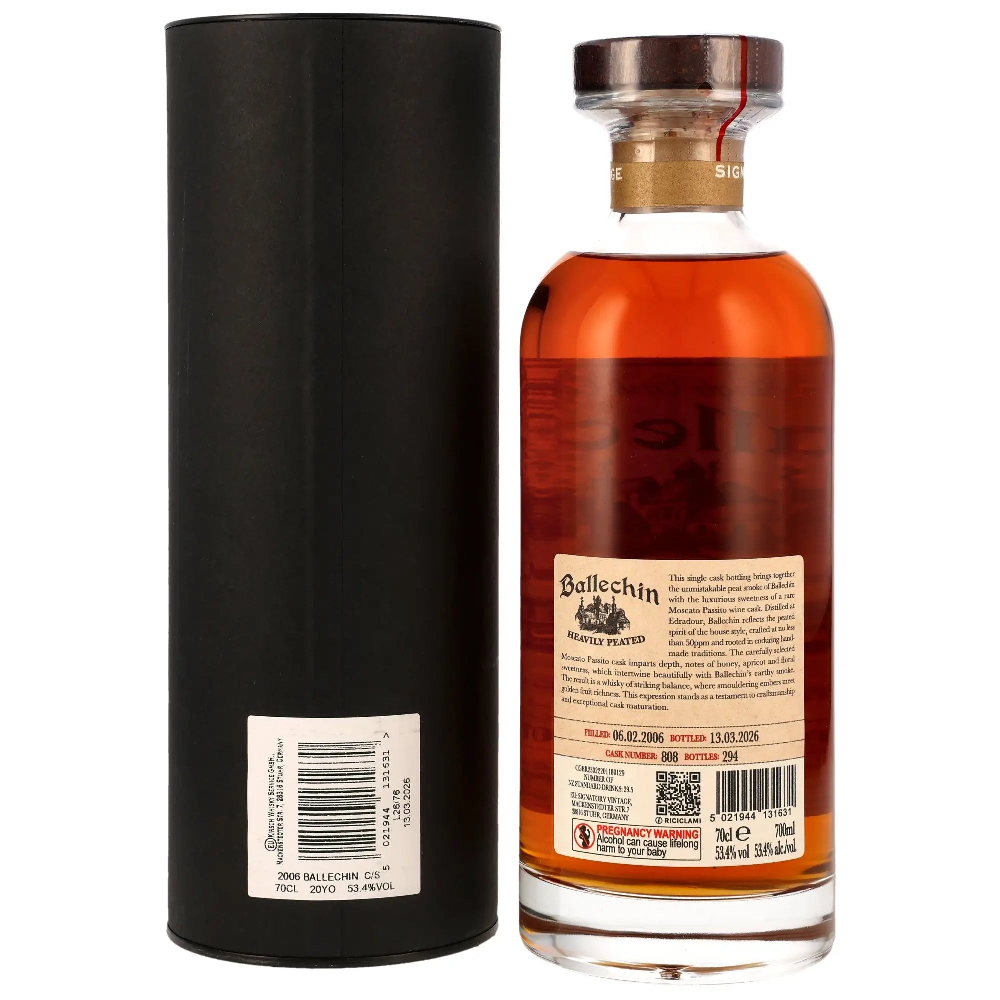 Ballechin First Fill Moscato Passito Wine Cask #808 20 Jahre 2006/2026 Whisky von Signatory Vintage