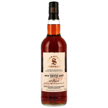 Vorderseite der Single Malt Whiskyflasche Ben Nevis 100 Proof Edition #48 9 Jahre 2015/2025