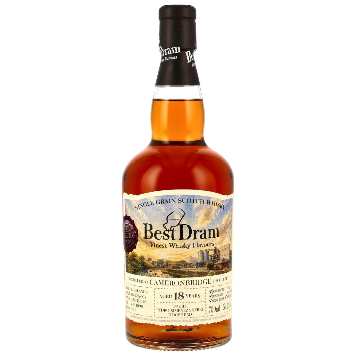 Cameronbridge Best Dram 18 Jahre 2007/2026 Lowland Single Grain Whisky von Whisky Druid