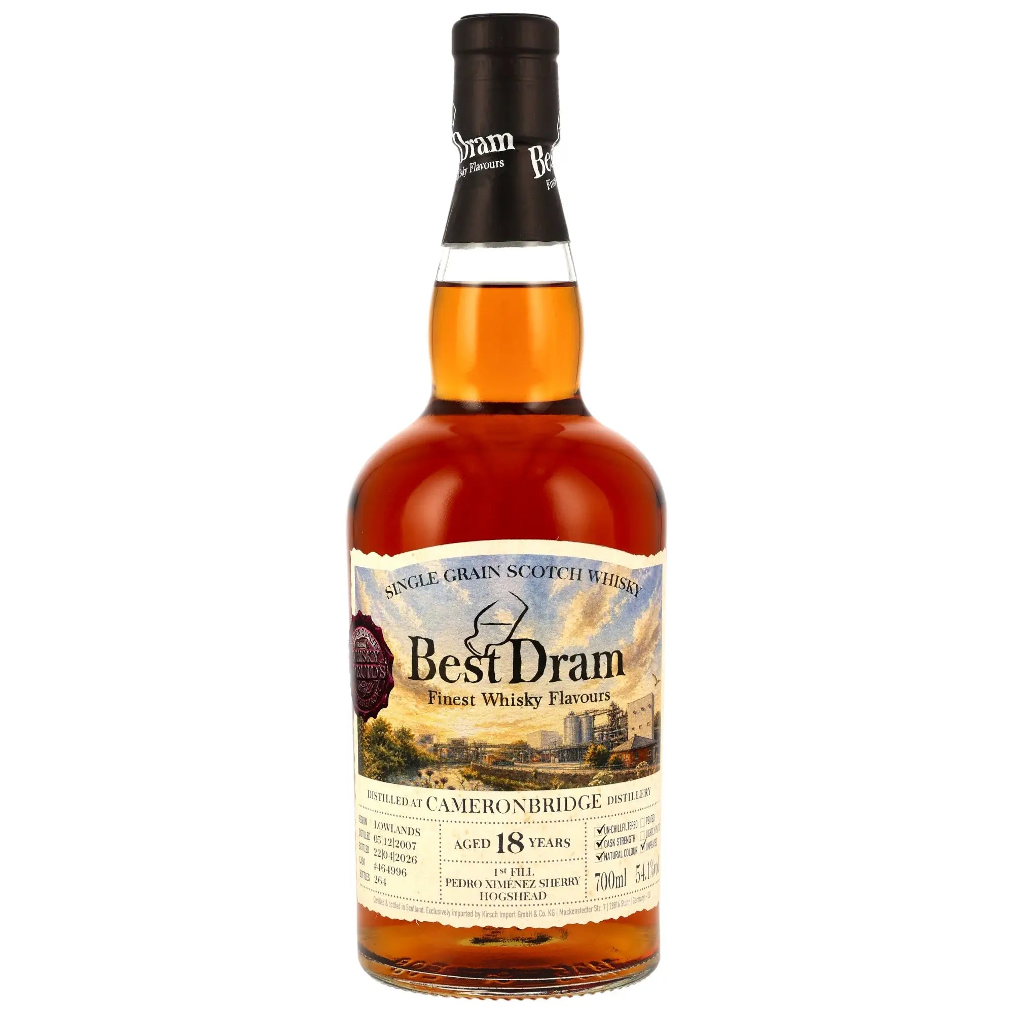 Cameronbridge Best Dram 18 Jahre 2007/2026 Lowland Single Grain Whisky von Whisky Druid