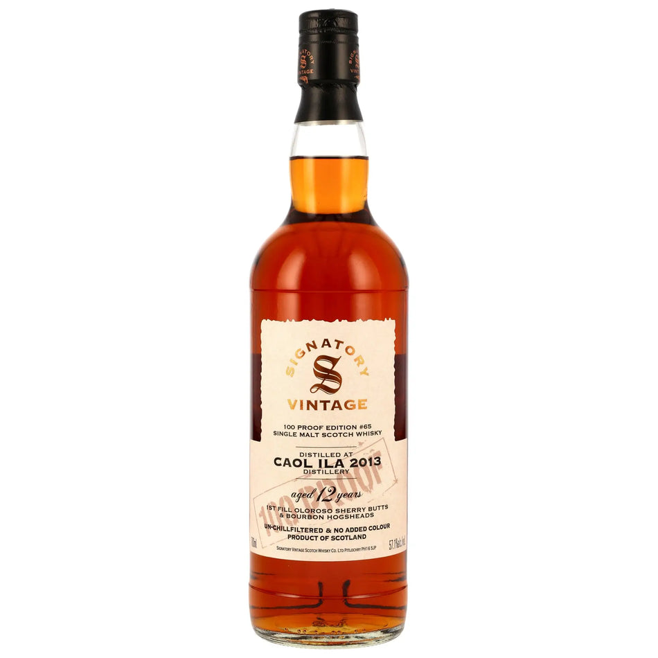 Vorderseite der Whiskyflasche Caol Ila 100 Proof Edition #65 12 Jahre 2013/2025