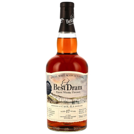 Vorderseite der Whiskyflasche Caol Ila Best Dram 17 Jahre 2008/2025 Single Malt Whisky