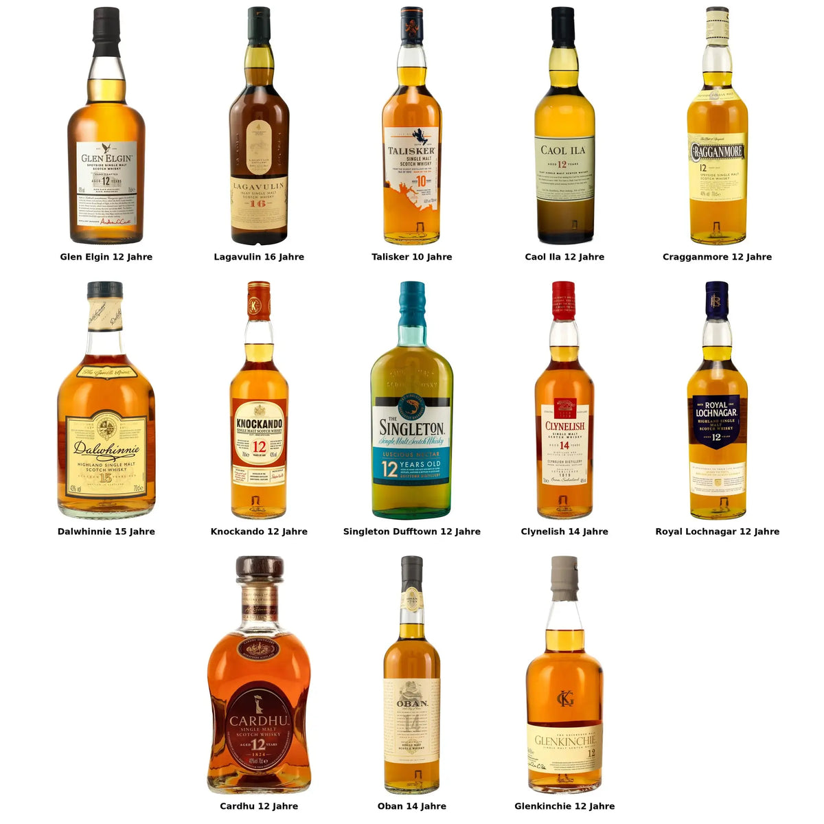 Alle 13 Single Malts Whiskys der Classic Malts Selection / Classic Malts of Scotland