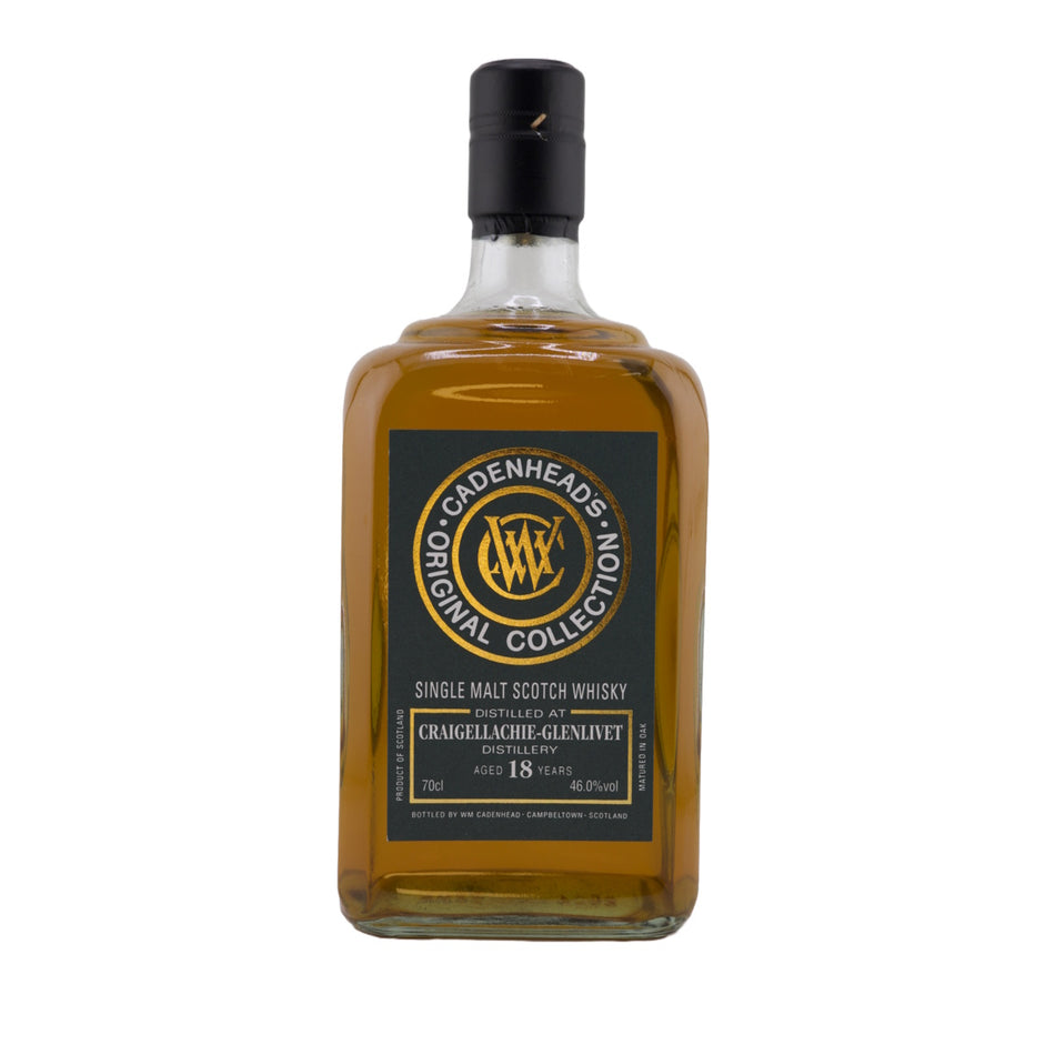 Vorderseite der Whiskyflasche Craigellachie Oloroso Sherry Cadenhead's Original Collection 18 Jahre