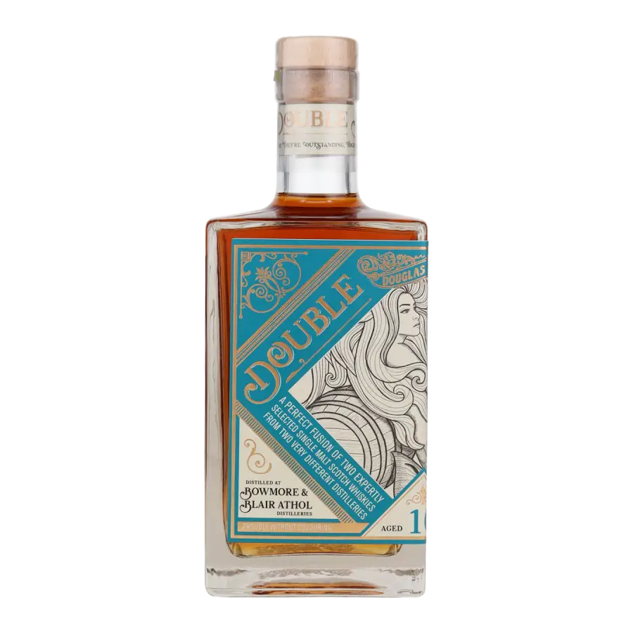Vorderseite Double Barrel Bowmore und Blair Athol 10 Jahre Blended Malt Whisky