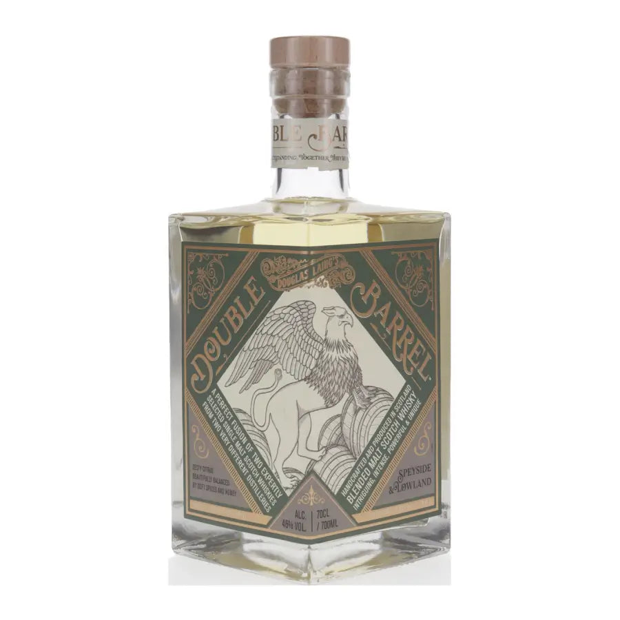 Vorderseite der Blended Malt Whiskyflasche Double Barrel Speyside und Lowland