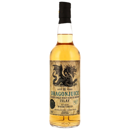 Vorderseite der Whiskyflasche Dragonjuice Islay 10 Jahre Batch 1 Single Malt Whisky