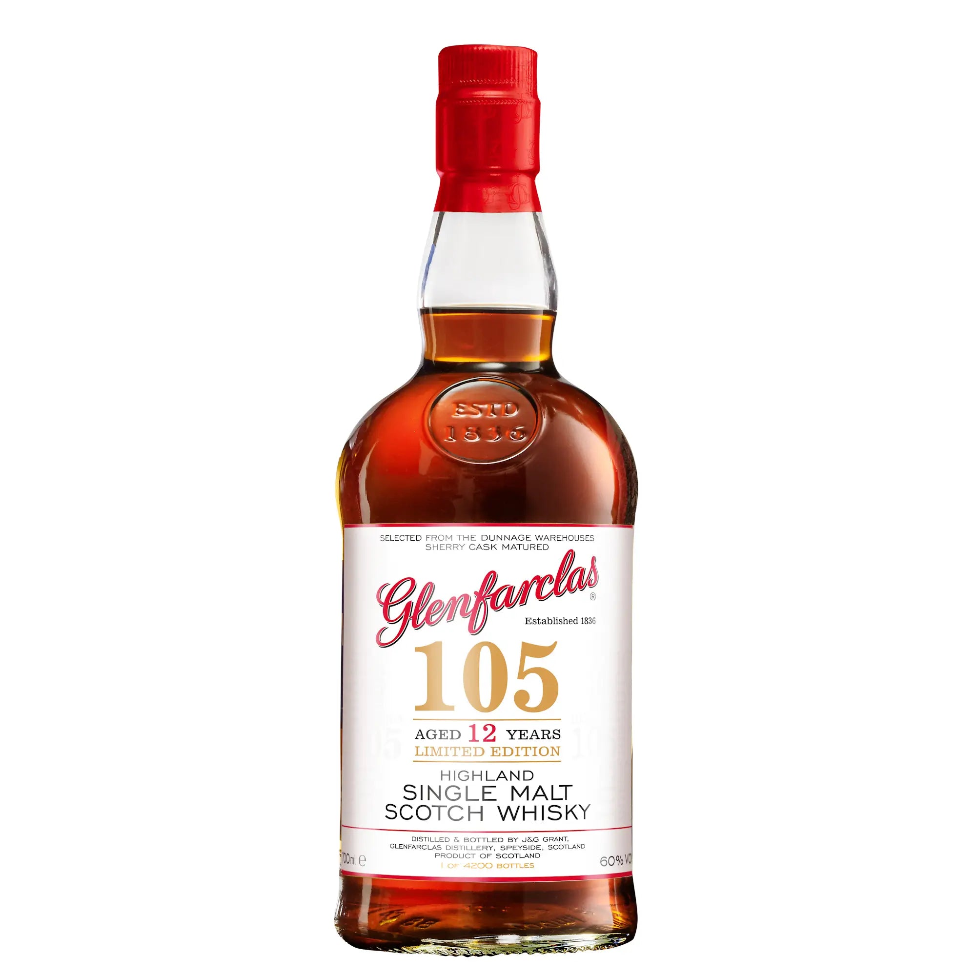 Vorderseite der Whiskyflasche Glenfarclas 105 12 Jahre