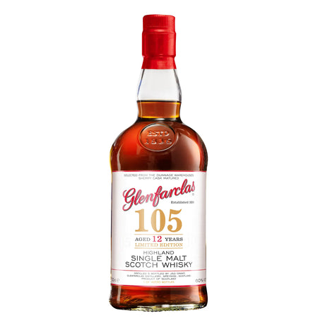Vorderseite der Whiskyflasche Glenfarclas 105 12 Jahre