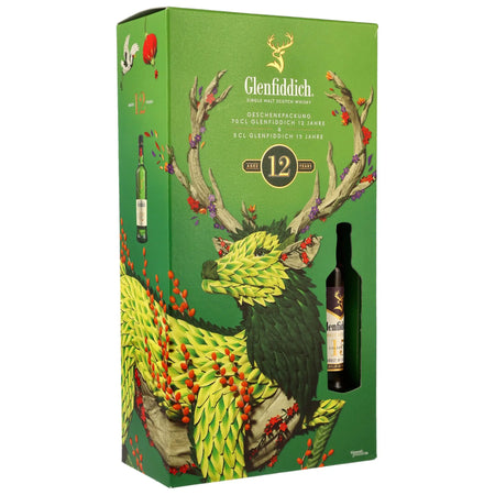 Glenfiddich 12 Jahre Geschenkset mit Glenfiddich 15 Jahre Miniatur Speyside Single Malt Scotch Whisky