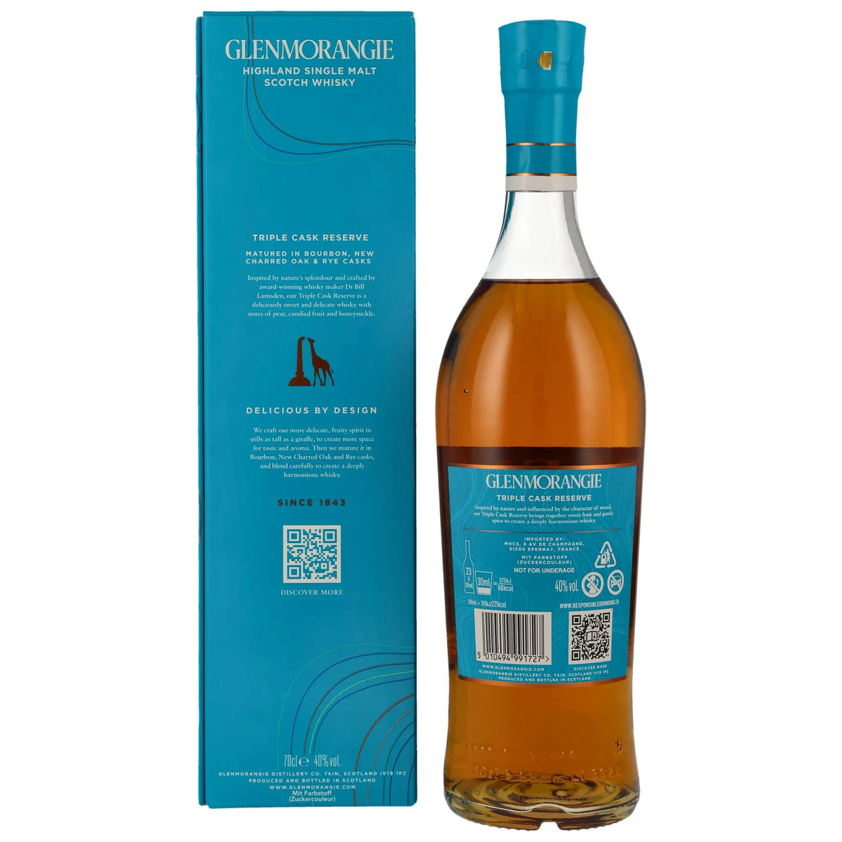 Glenmorangie Triple Cask Reserve Highland Single Malt Scotch Whisky
Mit dem Glenmorangie Triple Cask Reserve erweitert die renommierte Highland-Destillerie ihre Single Malt Range um eine besonders harmonische Komposition. Drei unterschiedliche Fasstypen – Bourbonfässer, neu ausgebrannte Eichenfässer und Rye-Whiskey-Fässer – sorgen für ein vielschichtiges Geschmacksprofil, das sowohl Kenner als auch Neuentdecker begeistert. Ein ausbalancierter, komplexer und zugleich wunderbar zugänglicher Single Malt – perf