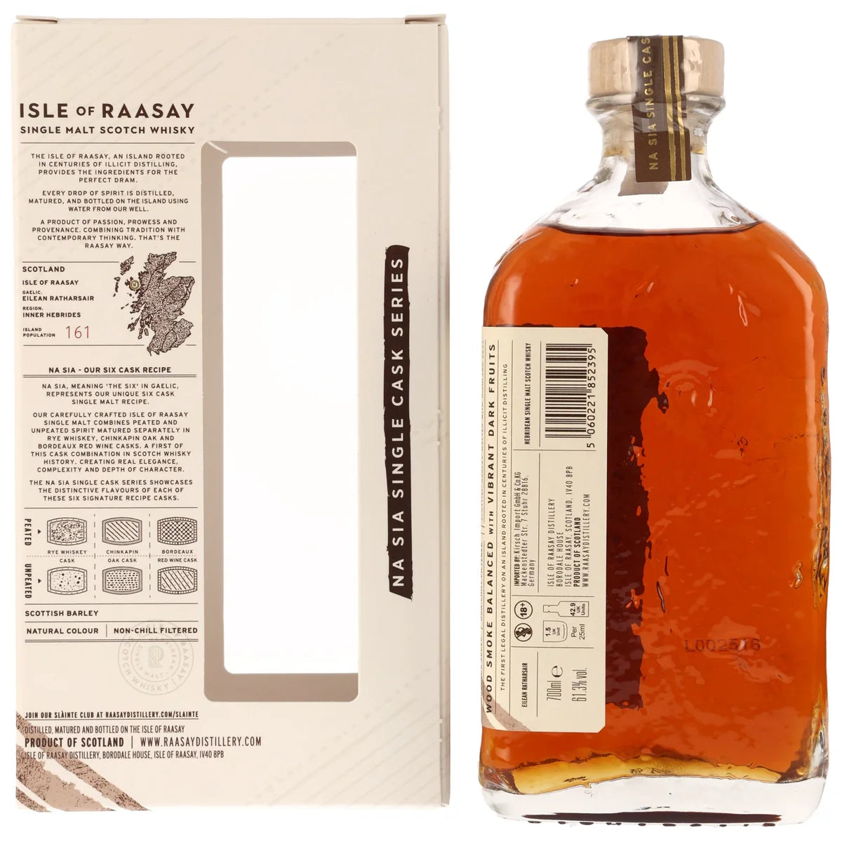 Isle of Raasay Single Cask 5 Jahre Peated Chinkapin Oak Single Malt Scotch Whisky