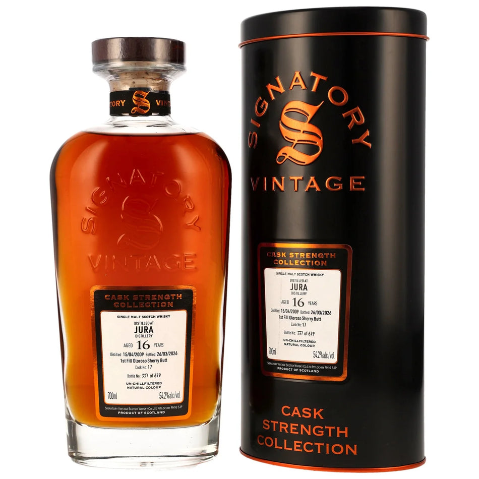 Jura Cask Strength Collection First Fill Oloroso Sherry Butt 16 Jahre 2009/2026 von Signatory Vintage