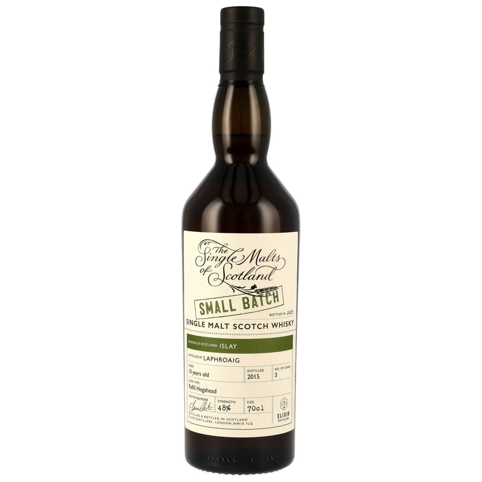 Vorderseite der Whiskyflasche Laphroaig Small Batch 10 Jahre 2015/2025