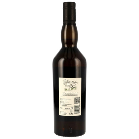 Rückseite der Whiskyflasche Laphroaig Small Batch 10 Jahre 2015/2025