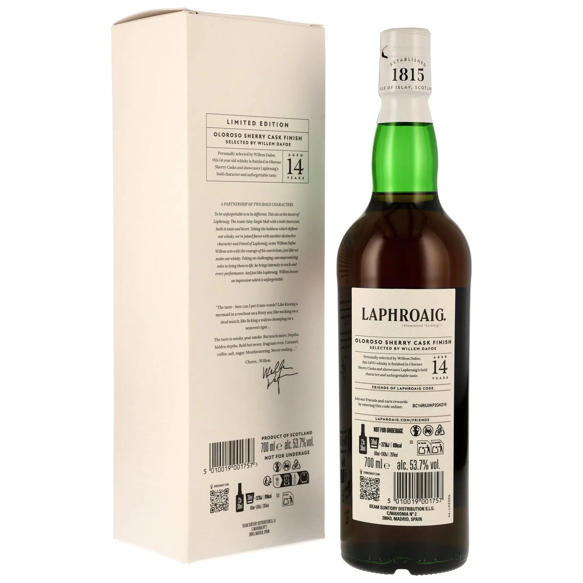 Laphroaig Willem Dafoe 14 Jahre Islay Single Malt Scotch Whisky