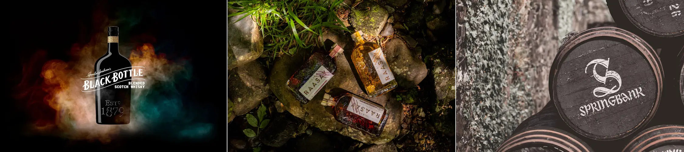 Leicht rauchiger Whisky von Springbank, Black Bottle und Isle of Raasay