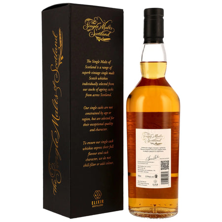 Rückseiter der Single Malt Whiskyflasche und Verpackung von Linkwood 15 Jahre 2010/2025