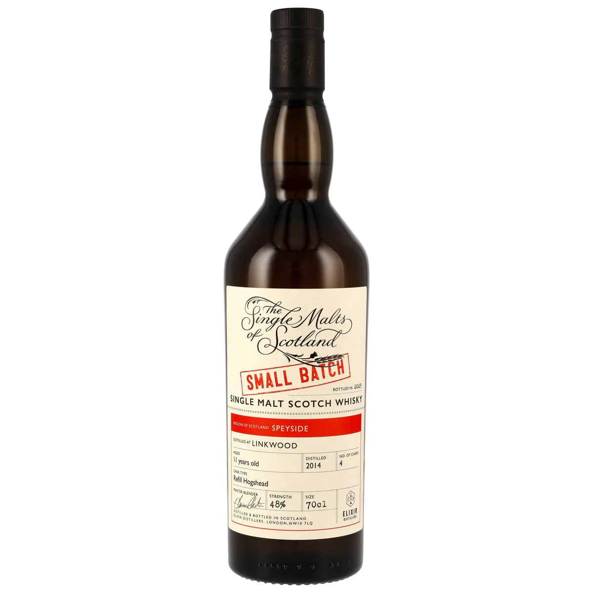 Vorderseite der Whiskyflasche Linkwood Small Batch 11 Jahre 2014/2025