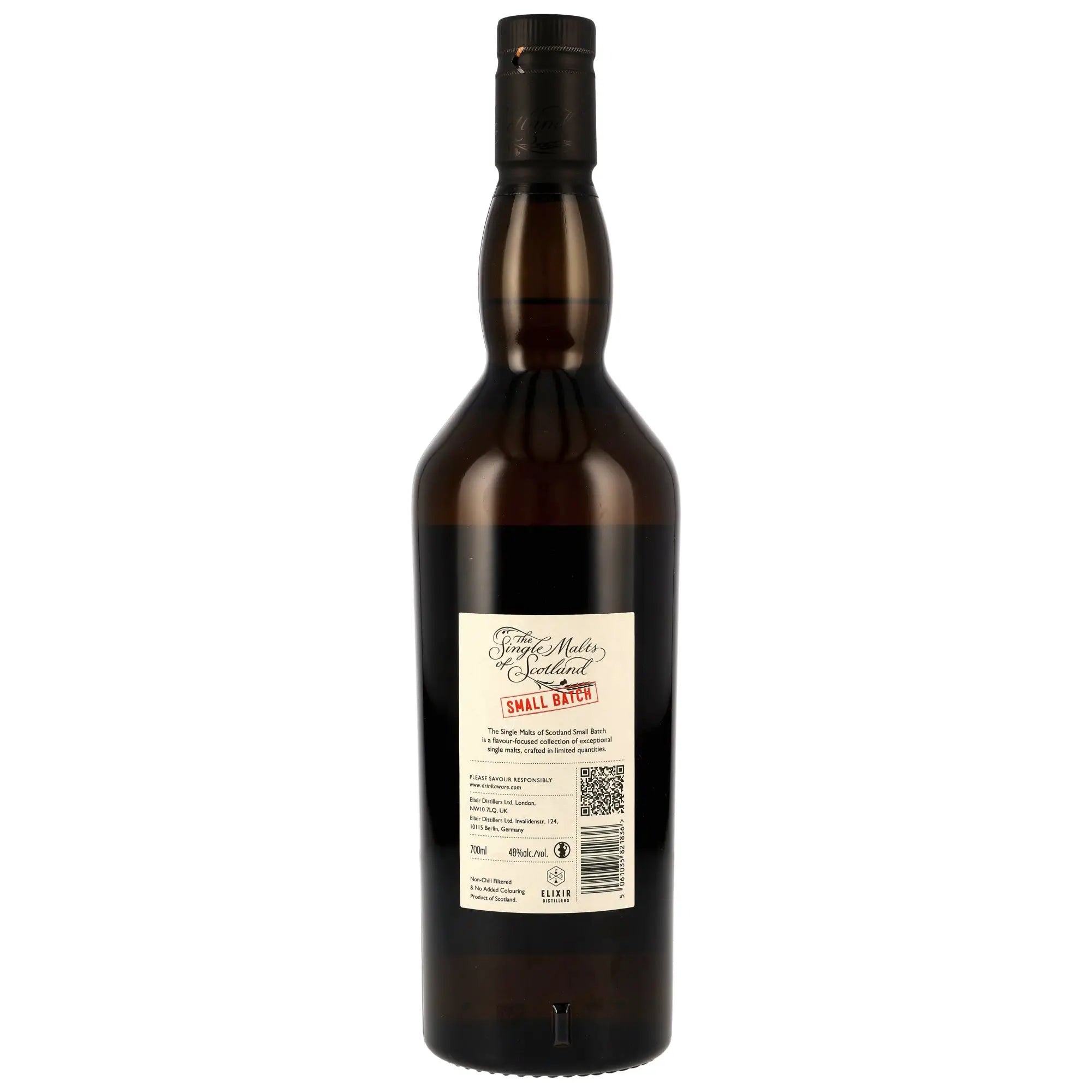 Rückseite der Whiskyflasche Linkwood Small Batch 11 Jahre 2014/2025