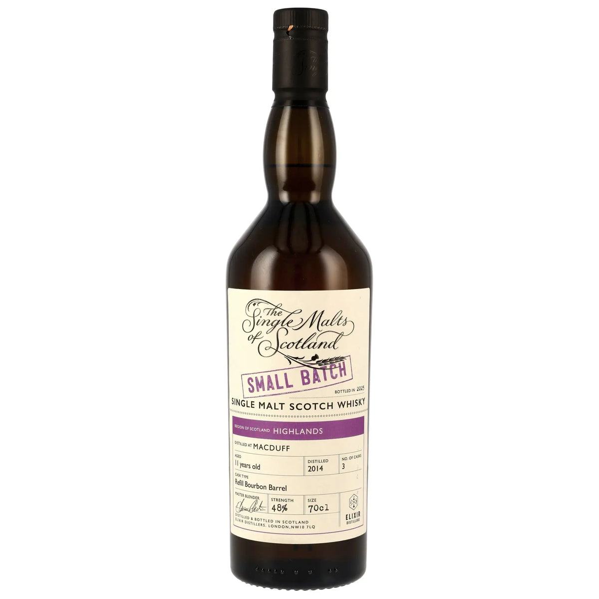 Vorderseite der Whiskyflasche Macduff The Single Malts of Scotland Small Batch 11 Jahre 2014/2025