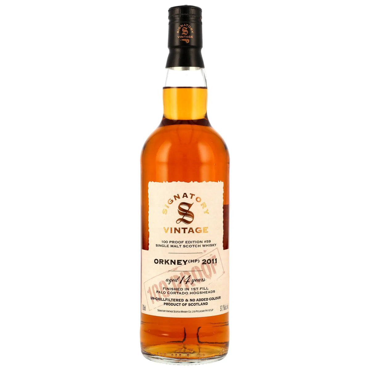Vorderseite der Single Malt Whisyflasche Orkney (HP) 100 Proof Edition #59 14 Jahre 2011/2025