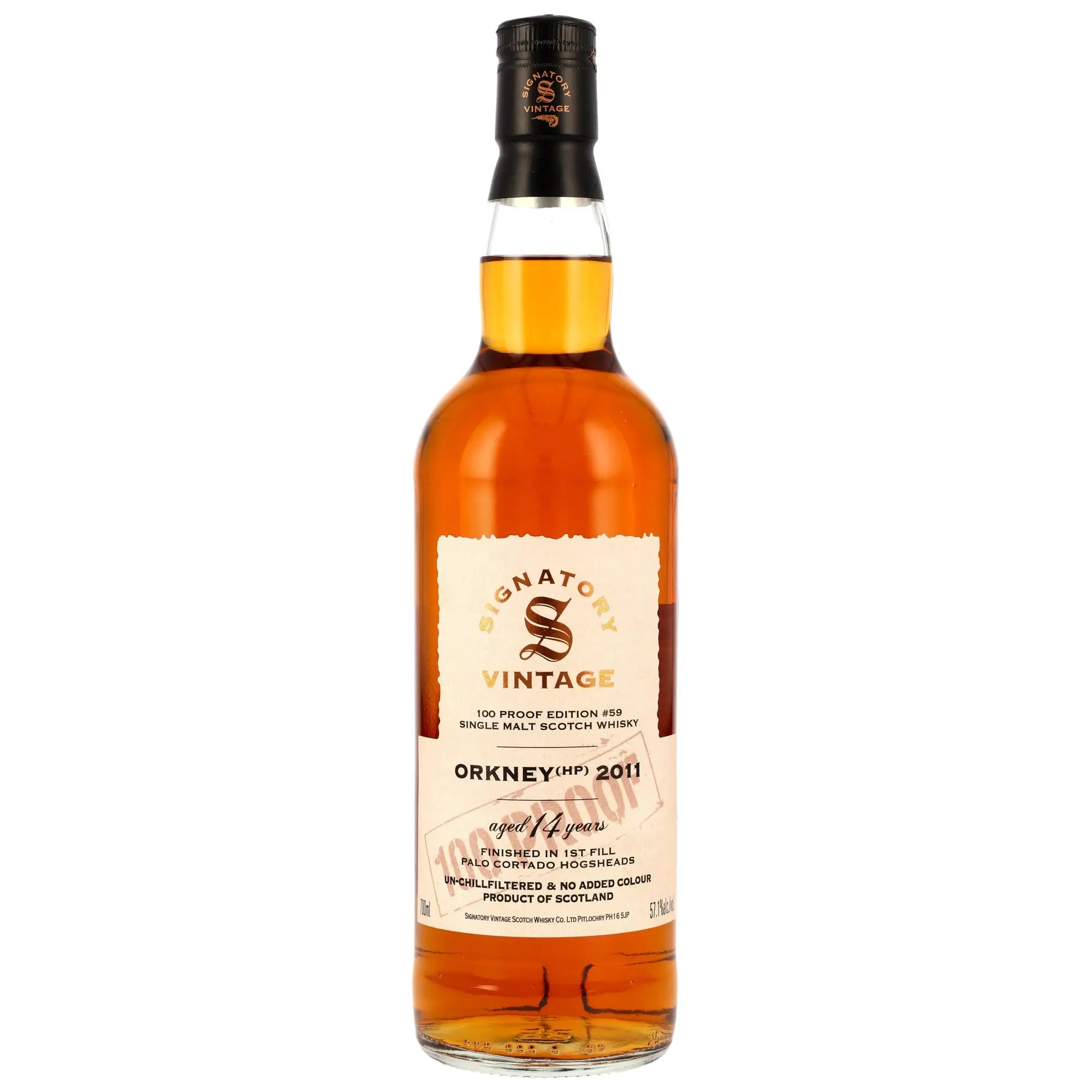 Vorderseite der Single Malt Whisyflasche Orkney (HP) 100 Proof Edition #59 14 Jahre 2011/2025