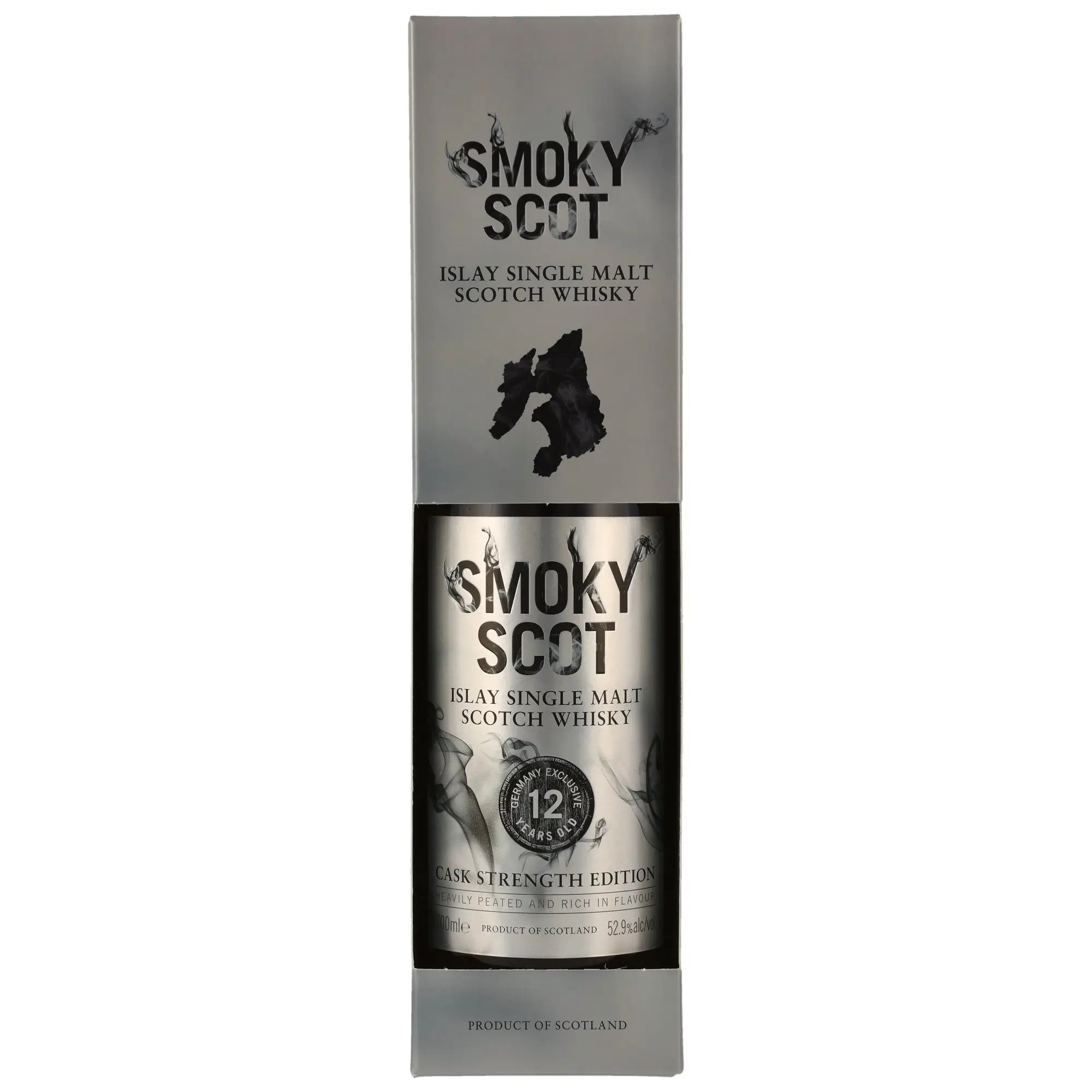 Whiskyflasche Smoky Scot 12 Jahre in der Verpackung