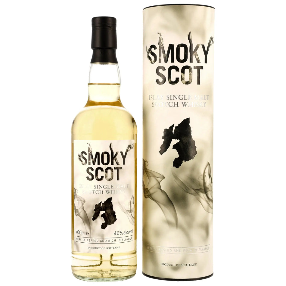 Vorderseite vom Smoky Scot Islay Single Malt Whisky und Dose