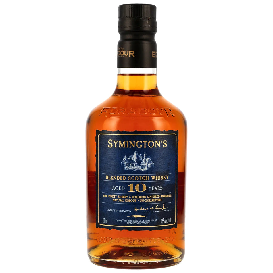 Vorderseite der Whiskyflasche Symington's Blended Scotch Whisky 10 Jahre