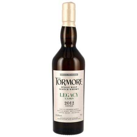 Vorderseite der Single Malt Whiskyflasche Tormore Legacy Casks 12 Jahre 2012/2025