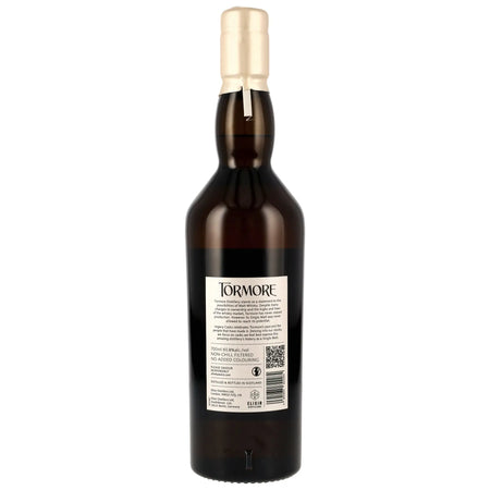 Rückseite der Single Malt Whiskyflasche Tormore Legacy Casks 12 Jahre 2012/2025