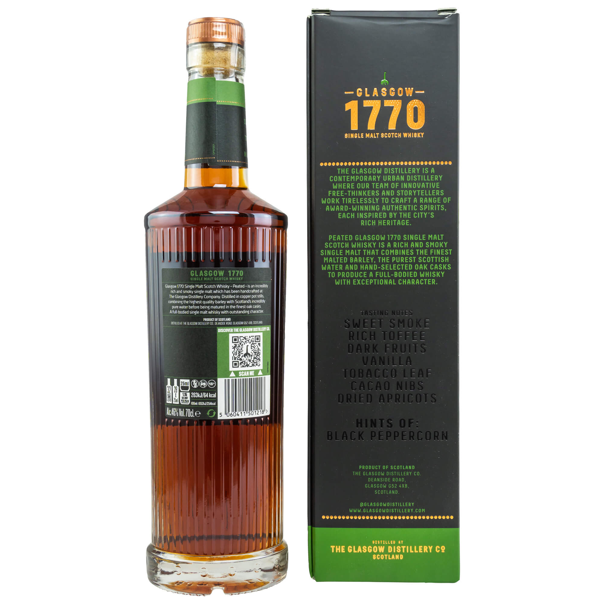 1770 Glasgow Peated Rich Smoky Lowland Single Malt Scotch Whisky