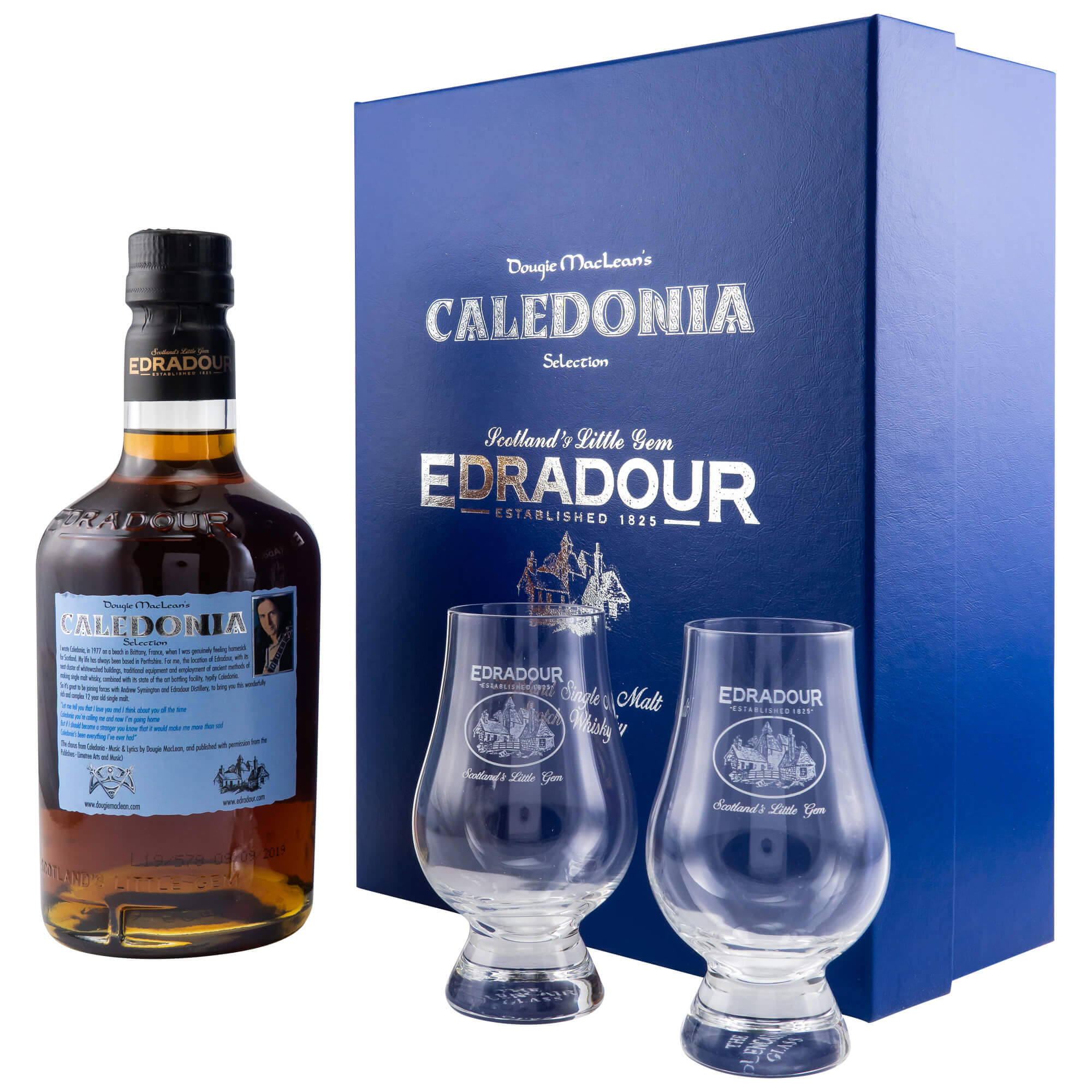 Edradour 12 Jahre Caledonia Set inkl. zwei Glencairn Gläser