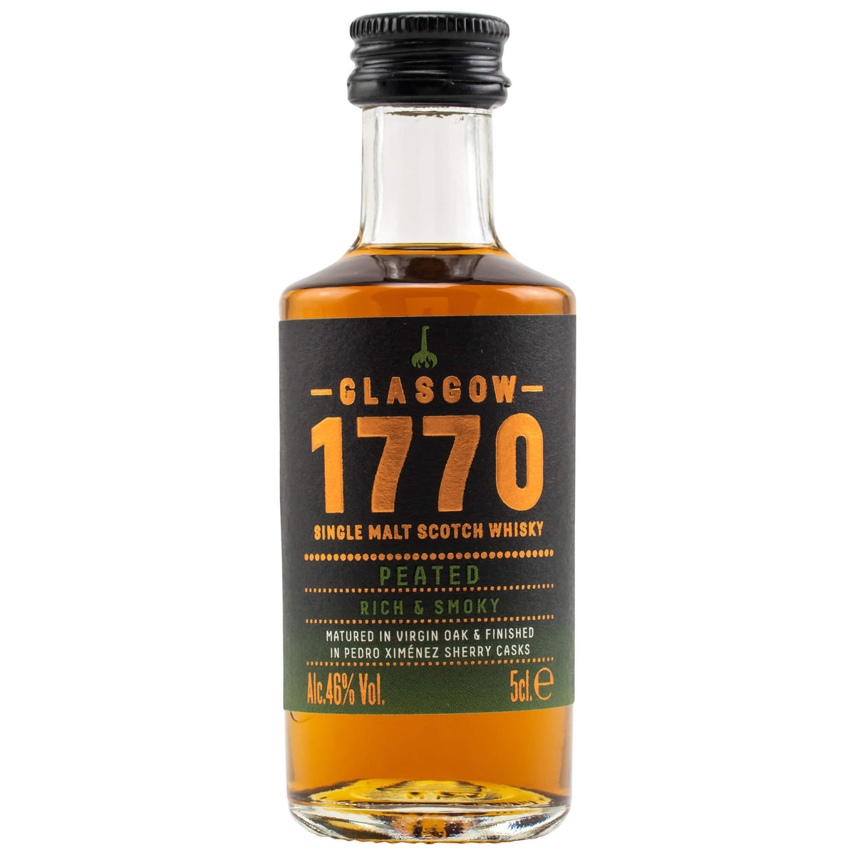1770 Glasgow Peated Rich &amp; Smoky Miniatur Lowland Single Malt Scotch Whisky