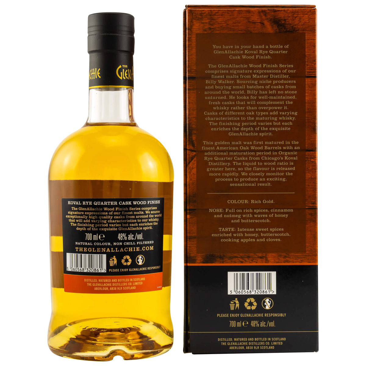 GlenAllachie 8 Jahre Koval Rye Quarter Cask Wood Finish Speyside Single Malt Scotch Whisky