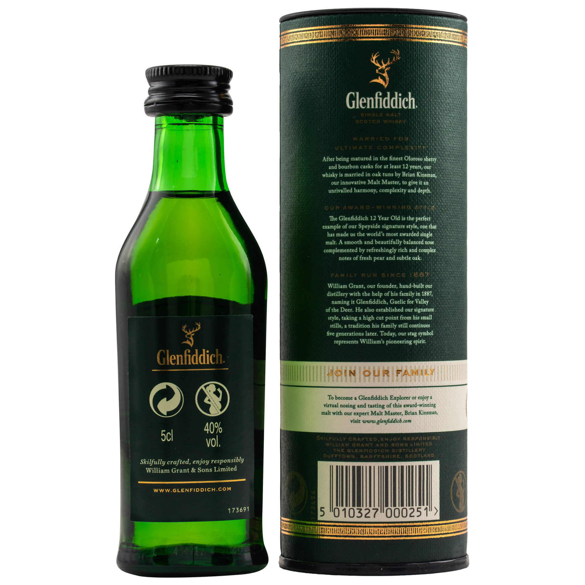 Glenfiddich Our Original Twelve 12 Jahre Miniatur Speyside Single Malt Scotch Whisky