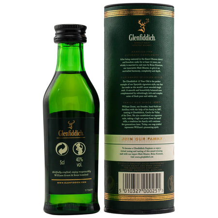 Glenfiddich Our Original Twelve 12 Jahre Miniatur Speyside Single Malt Scotch Whisky