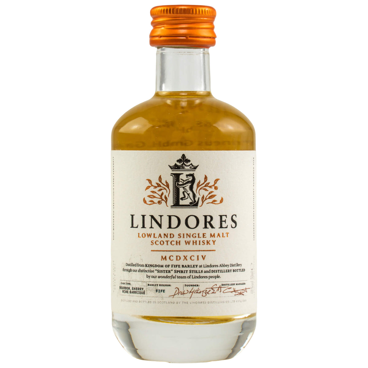 Lindores MCDXCIV 1494 Miniatur Lowland Single Malt Scotch Whisky